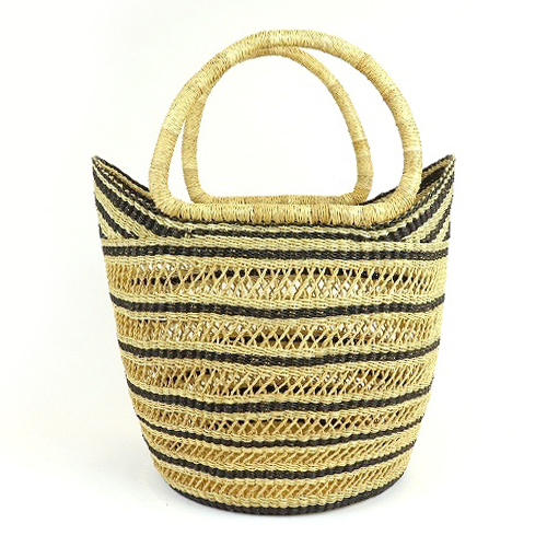 ボルガバスケット 丸底 ニケ 6本透かし 黒