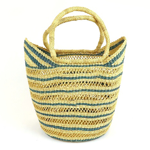 ボルガバスケット 丸底 ニケ 6本透かし ターコイズ