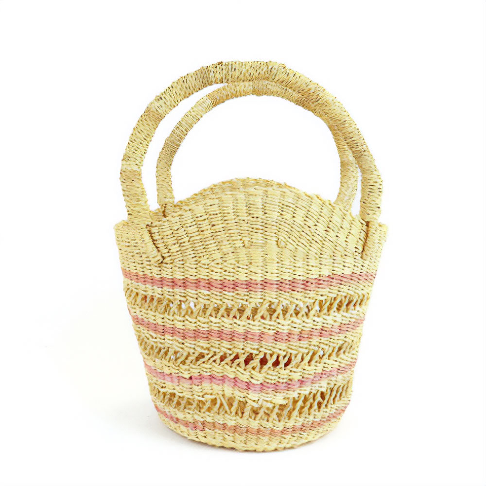 ボルガバスケット 丸底 山フォルム ミニ 3本透かし ペールピンク