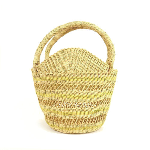 ボルガバスケット 丸底 山フォルム ミニ 3本透かし 黄