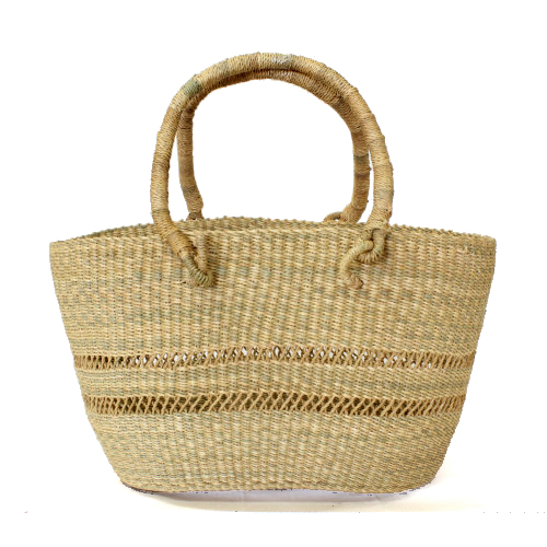 ボルガバスケット 楕円底 2本透かし ナチュラル