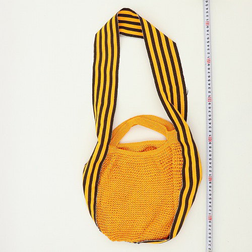 細糸カギ編みバッグ 伝統布ショルダー オレンジ 21SS一点 @6300→5040