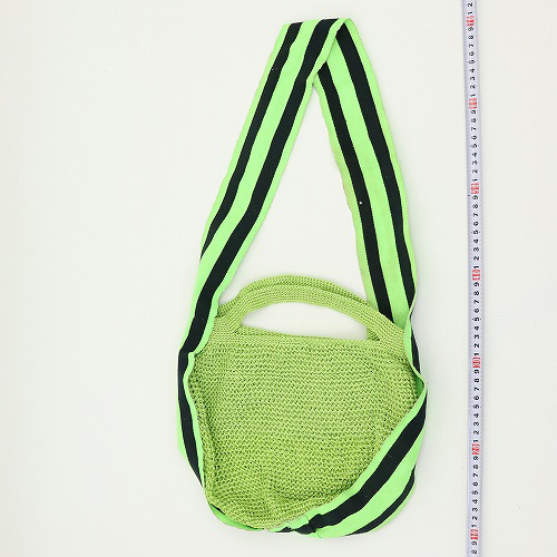 細糸カギ編みバッグ 伝統布ショルダー 黄緑 21SS一点 @6300→5040