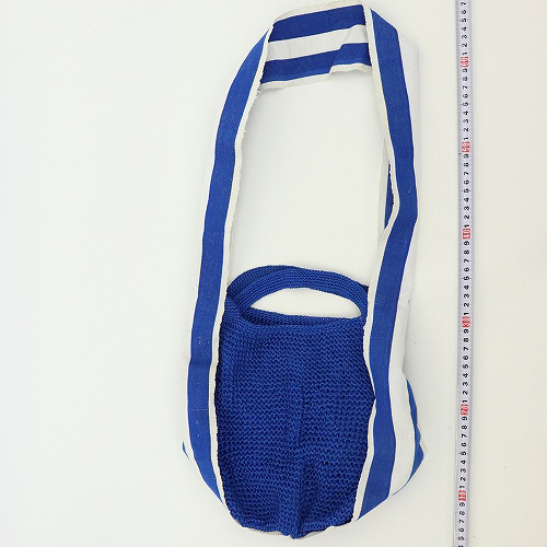 細糸カギ編みバッグ 伝統布ショルダー 青 21SS一点 @6300→5040