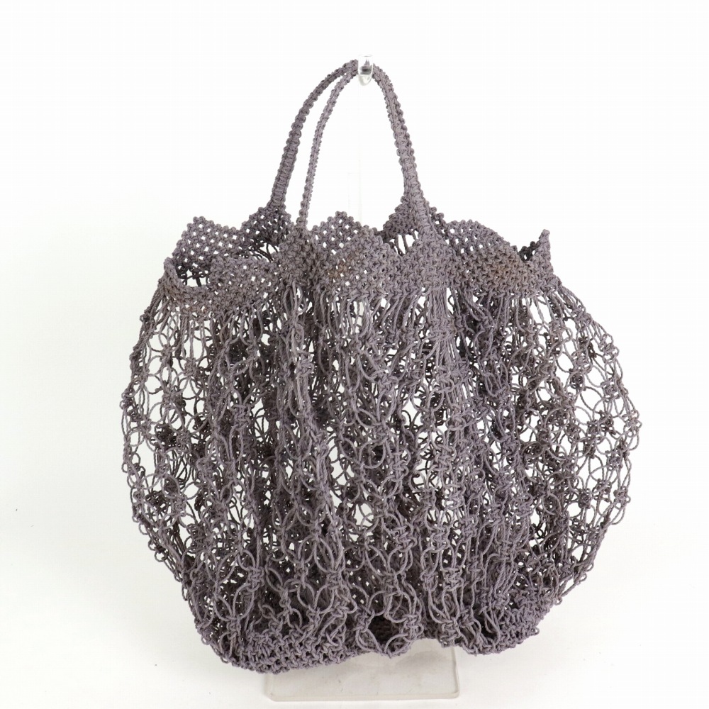 ナイロンマクラメ編みバッグ ぷっくり柔らか透かし グレー 22SS一点 @8500→6800
