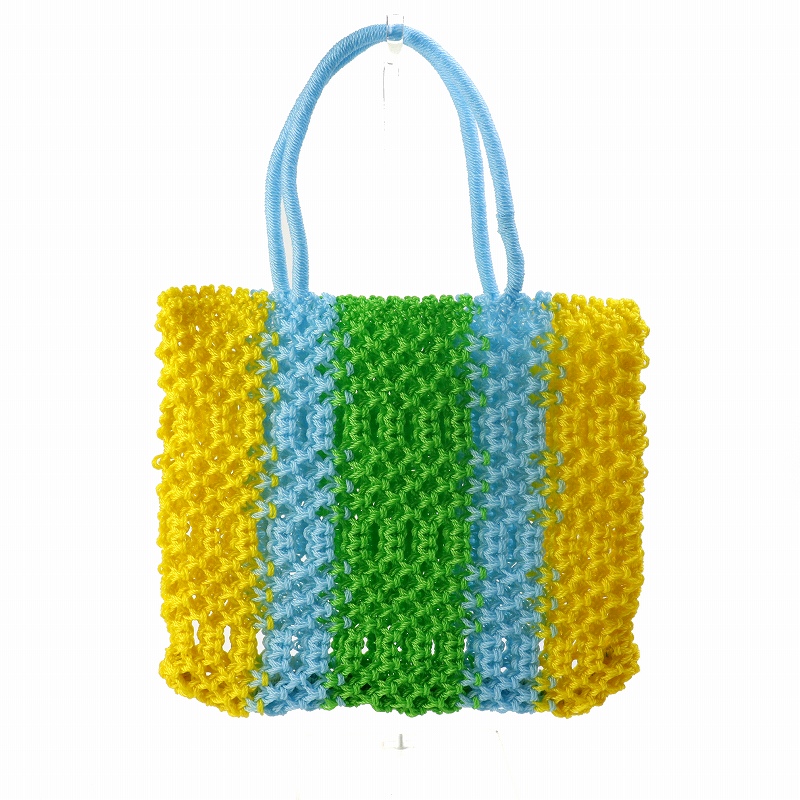 ナイロンバッグ 三段透かし サックス黄黄緑