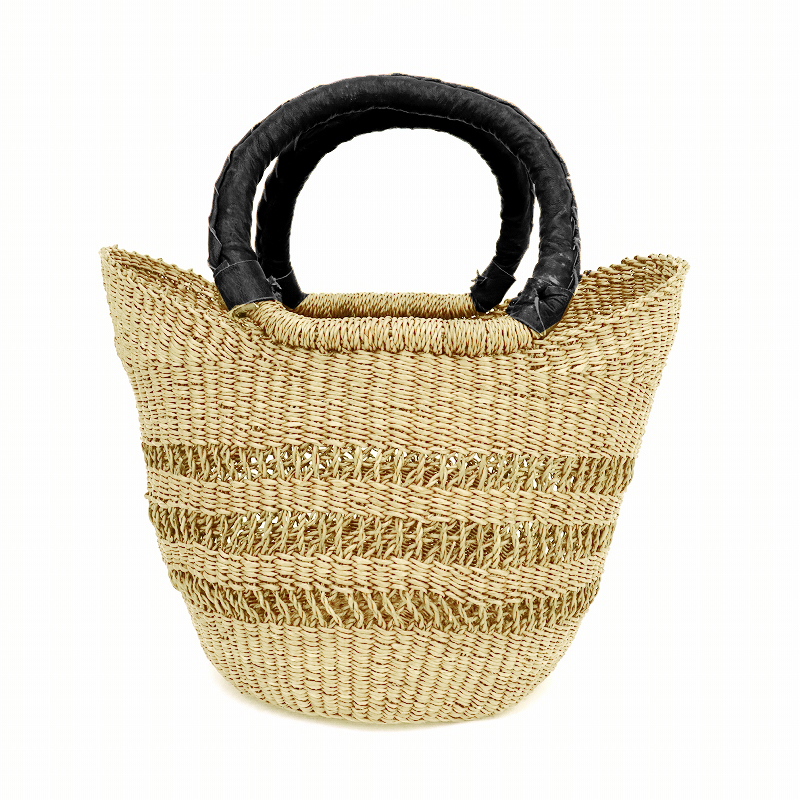 ニアリガバスケット ニケフォルム 3本透かし 小 ナチュラル 黒革ハンドル