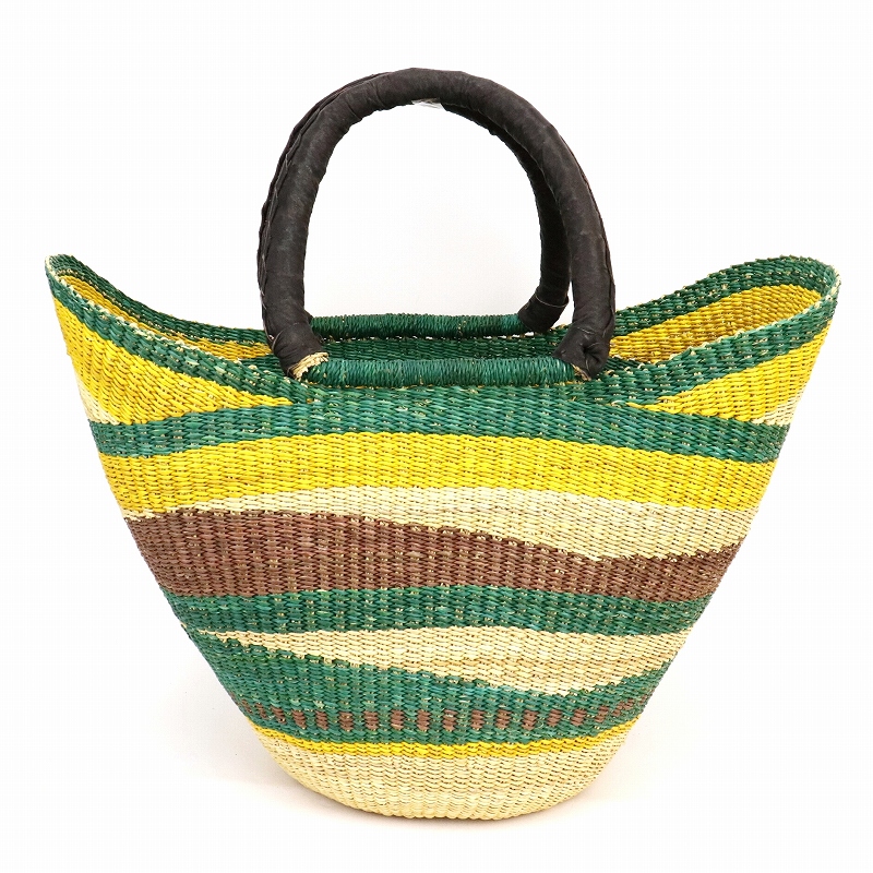 ニアリガバスケット ニケフォルム 波柄 黄緑 黄 緑