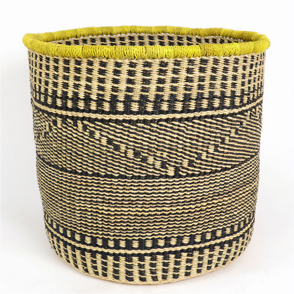 ニアリガバスケット 鉢カバー 特大 ナチュラル黒 黄色縁 22SS一点 @22000→17600