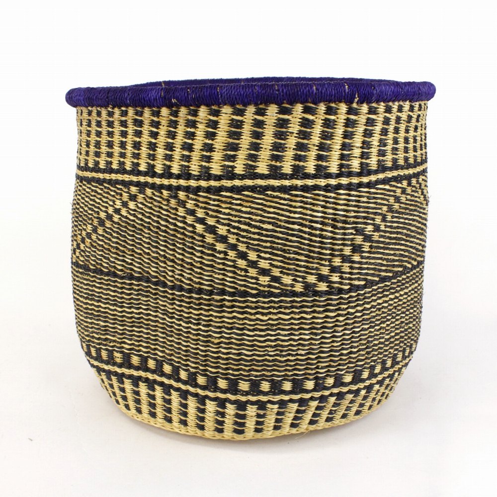 ニアリガバスケット 鉢カバー 大 ナチュラル黒 紫縁 23SS一点物 @15000→12000円