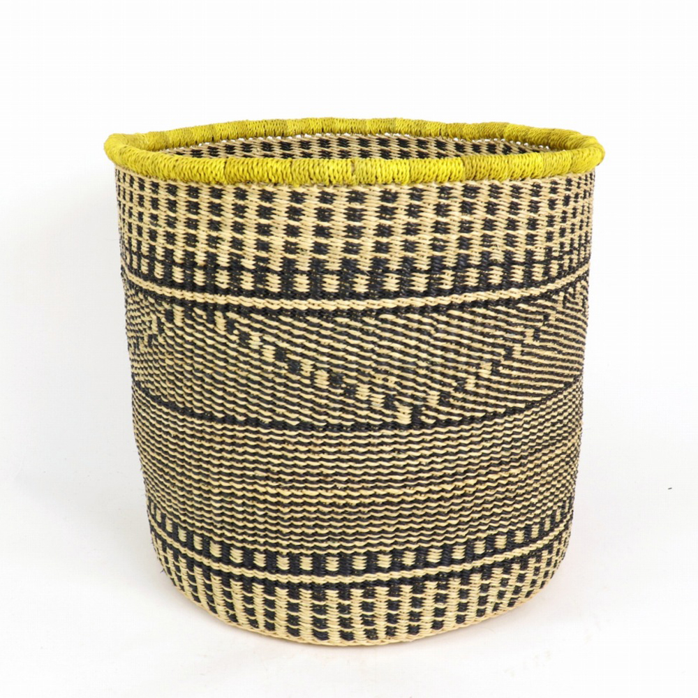 ニアリガバスケット 鉢カバー 大 ナチュラル黒 黄色縁