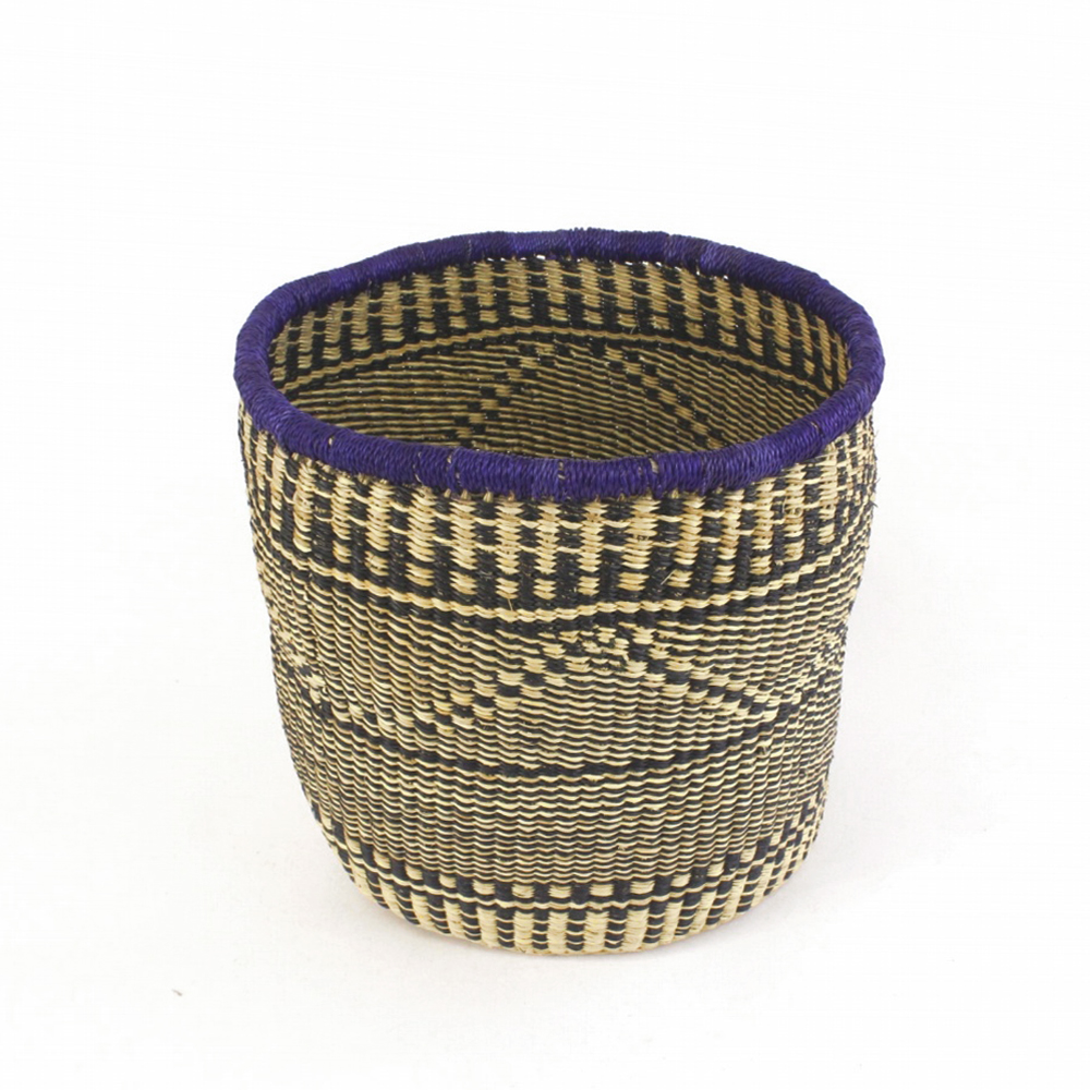 ニアリガバスケット 鉢カバー 中 ナチュラル黒 紫縁