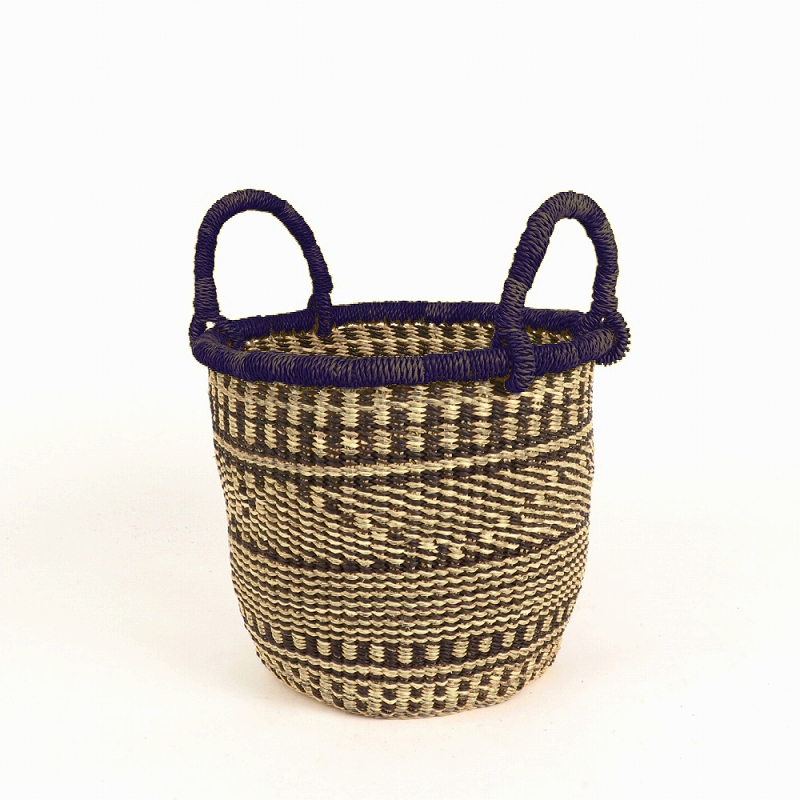 ニアリガランドリーバスケット 小 ナチュラル黒 紫縁