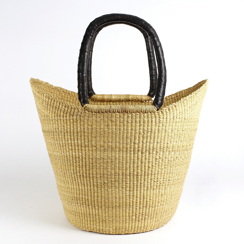 ニアリガバスケット ニケ 特大 ナチュラル 黒革ハンドル