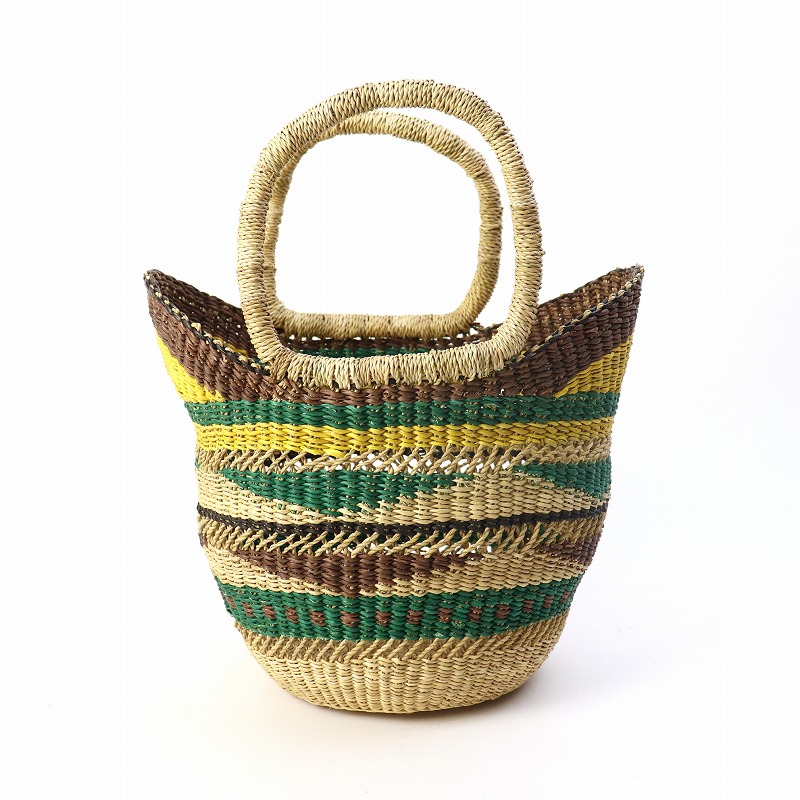 ニアリガバスケット ニケフォルム 3本透かし 黄茶緑ナチュラル