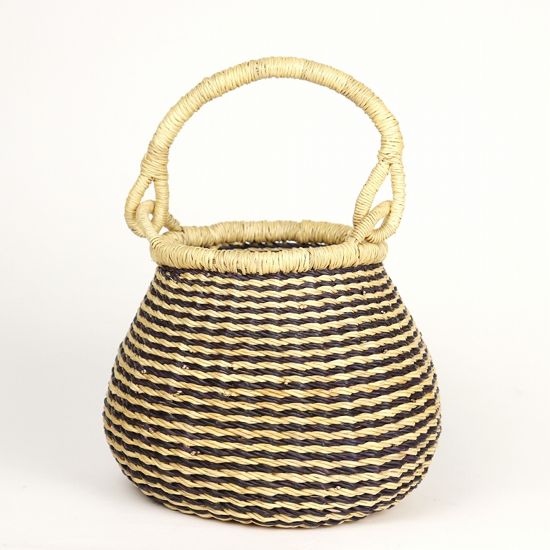 ボルガバスケット ぽっこり ミニ 1本ハンドル ナチュラル黒