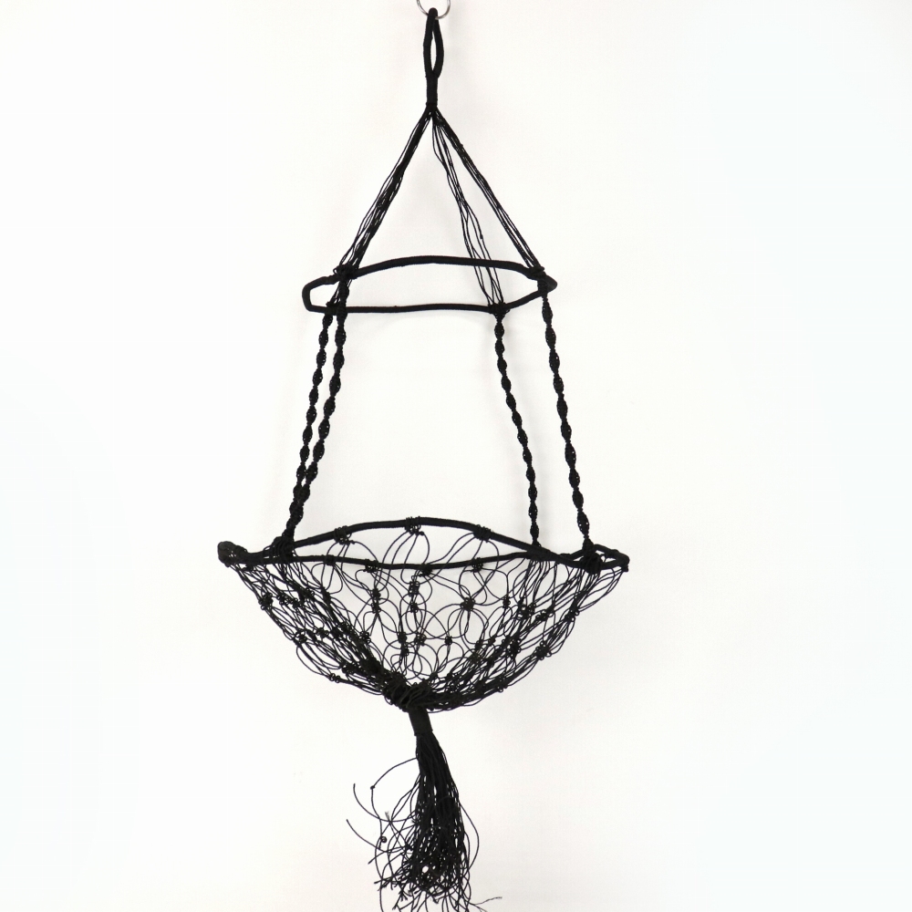 ナイロンマクラメ編み 猫用ハンギングベッド 黒 23SS一点物 @9500→7600円