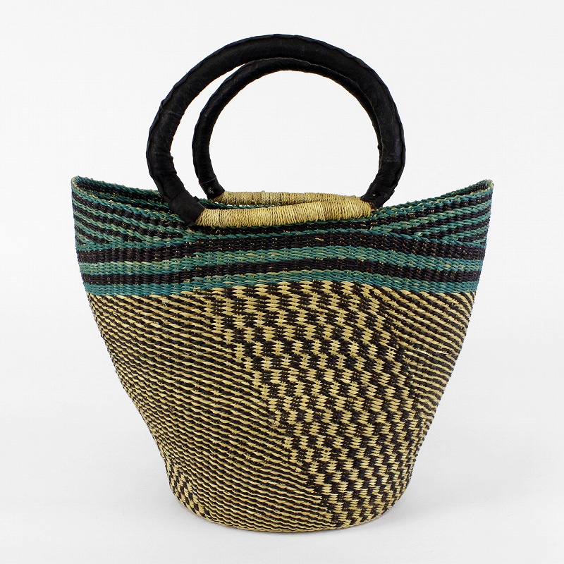 ニアリガバスケット ニケフォルム 伝統柄 大 ターコイズ 黒ハンドル