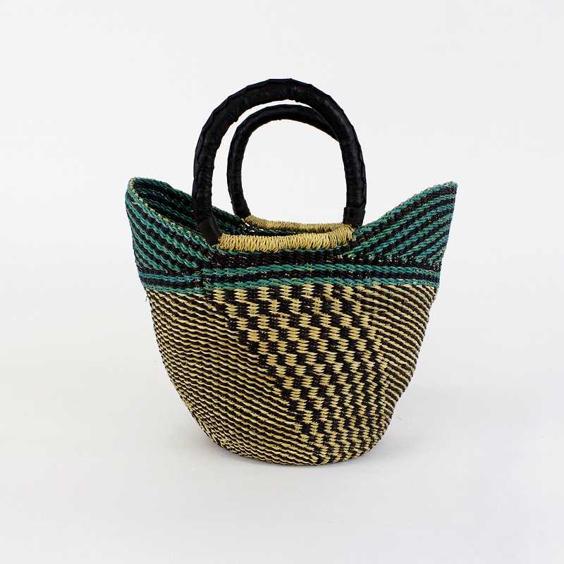 ニアリガバスケット ニケフォルム 伝統柄 小 ターコイズ 黒ハンドル