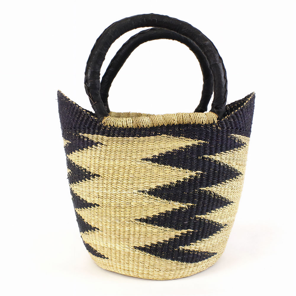 ニアリガバスケット ニケフォルム 雷柄 大 黒 黒ハンドル