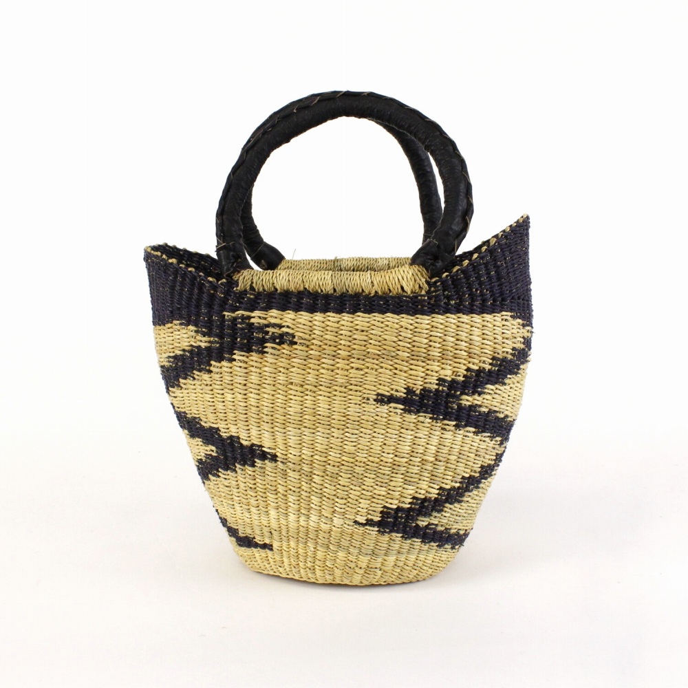 ニアリガバスケット ニケフォルム 雷柄 小 黒 黒ハンドル