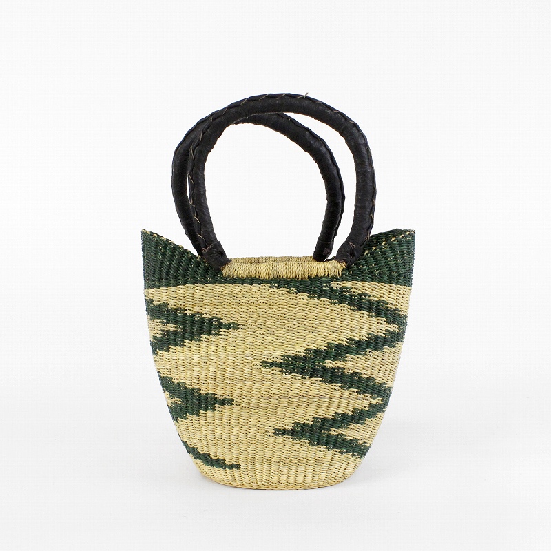 ニアリガバスケット ニケフォルム 雷柄 小 ダークグリーン 黒ハンドル