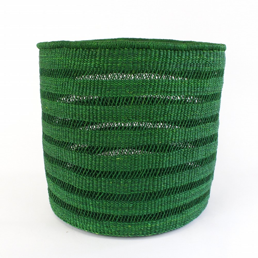 ニアリガバスケット 丸底 インテリア 7本透かし 大 緑 23SS一点物 @24000→19200円