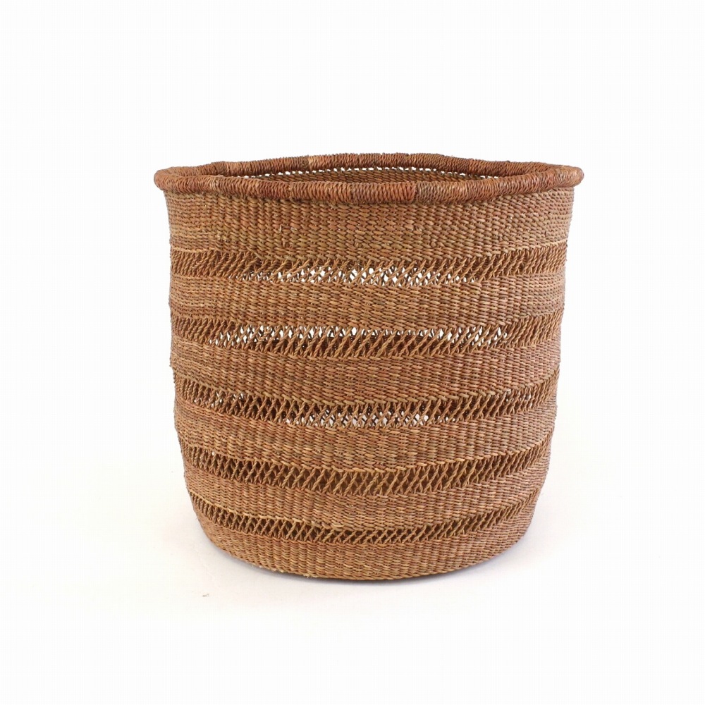 ニアリガバスケット 丸底 インテリア 5本透かし 中 とうもろこしサーモンピンク 23SS一点物 @9800→7840円