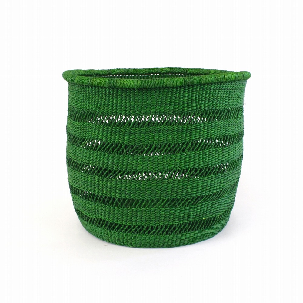 ニアリガバスケット 丸底 インテリア 5本透かし 中 緑 23SS一点物 @9800→7840円