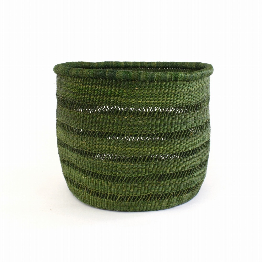 ニアリガバスケット 丸底 インテリア 5本透かし 中 ダークグリーン 23SS一点物 @9800→7840円