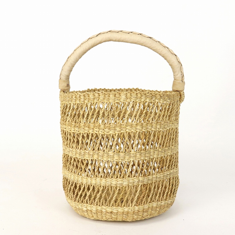 ボルガバスケット 透かし ワンハンドル ナチュラル ナチュラル革