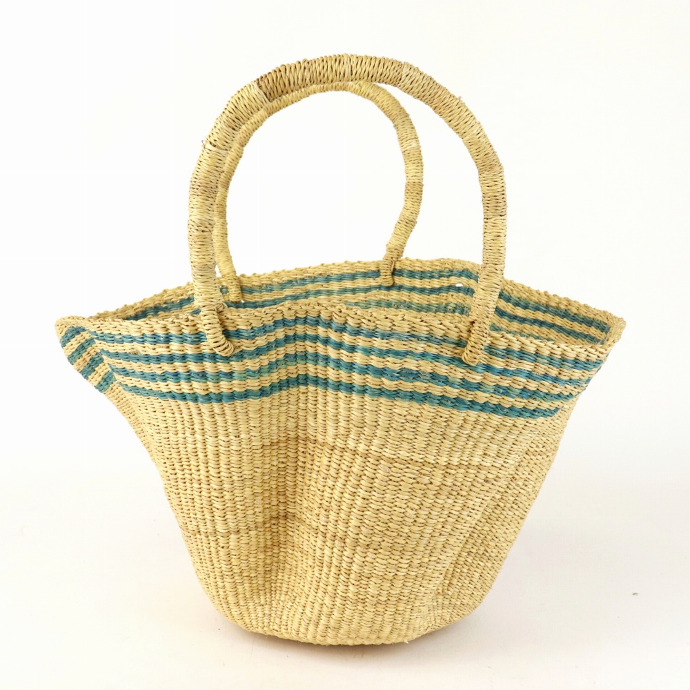 ボルガバスケット ウェイブ 上ストライプ ターコイズ 23SS一点物 @21000→16800円