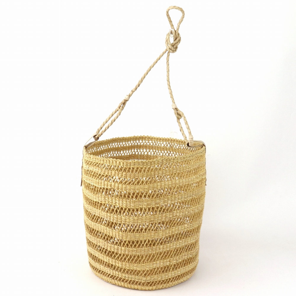 ボルガバスケット 筒型透かし 大 革ショルダー ナチュラル ナチュラル革 23SS一点物 @13500→10800円