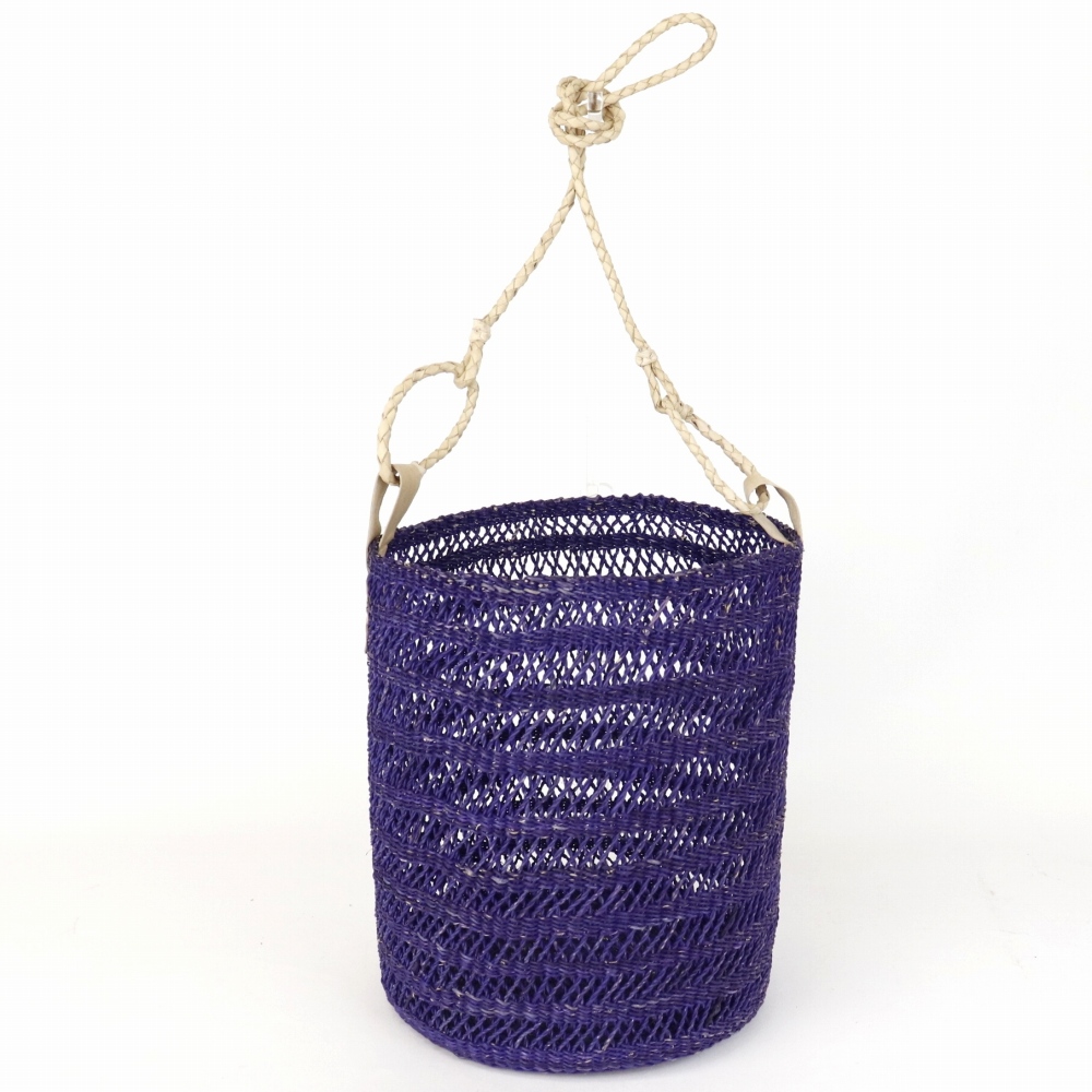 ボルガバスケット 筒型透かし 大 革ショルダー 紫 ナチュラル革 23SS一点物 @13500→10800円