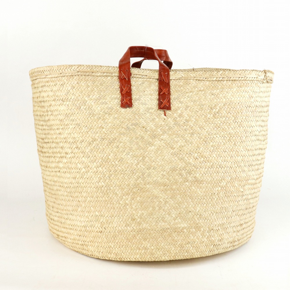 アガデス 丸底 特大 短革ハンドル ナチュラル ダークレッド革 23SS一点物 @14000→11200円