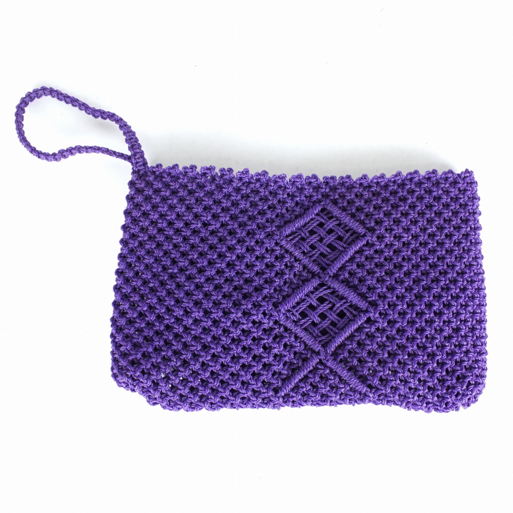 ナイロンポーチ ダイヤ柄 紫 24SS一点物 @4200→3360