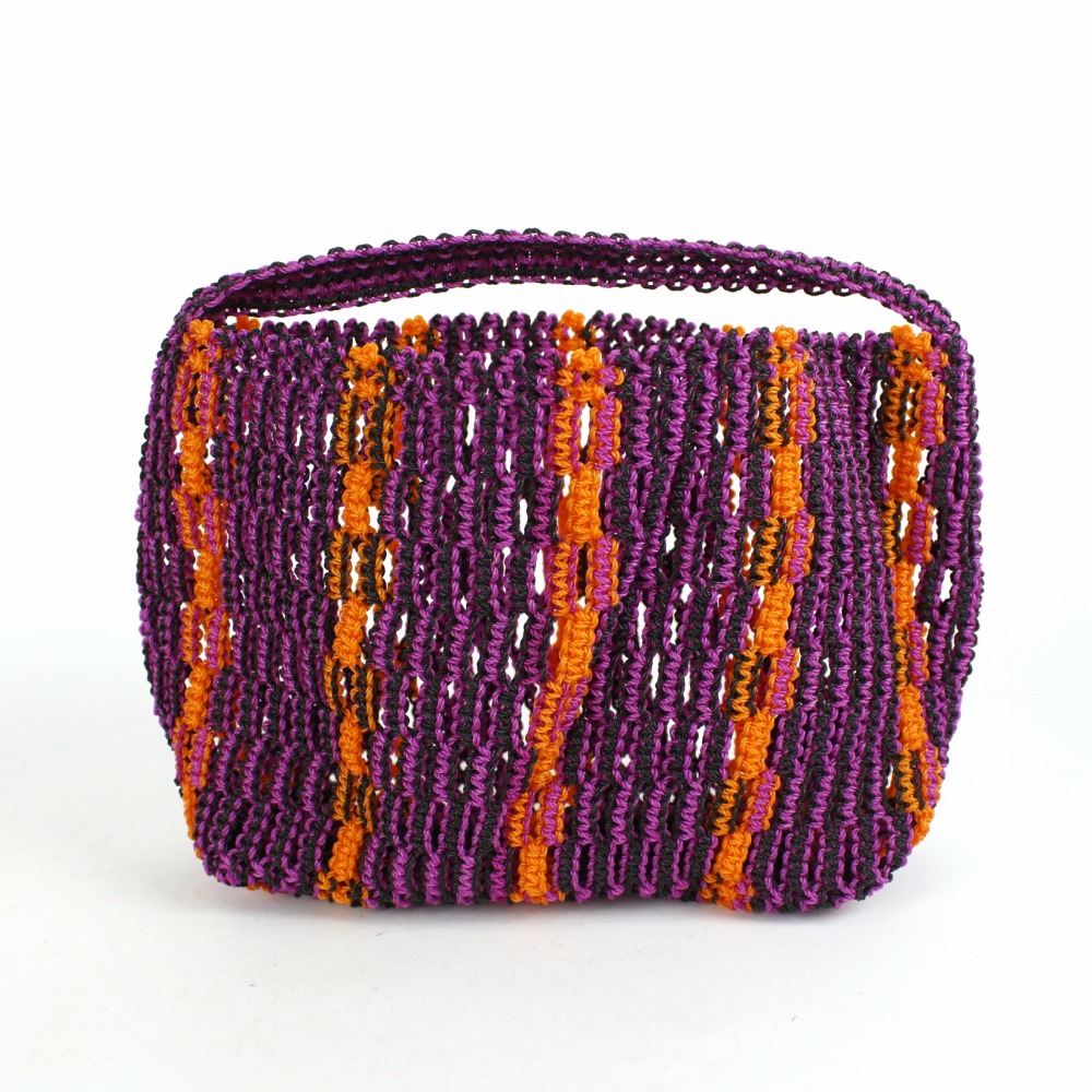 ナイロンバッグ 横ワンハンドル 紫オレンジ 24SS一点物 @8000→6400