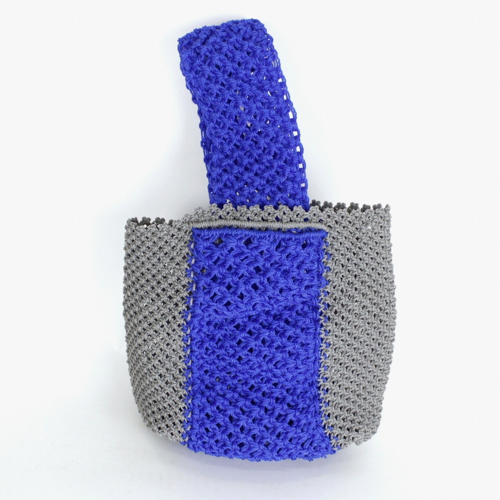 ナイロンバッグ ぽっこり 太ワンハンドル グレー青 24SS一点物 @9500→7600