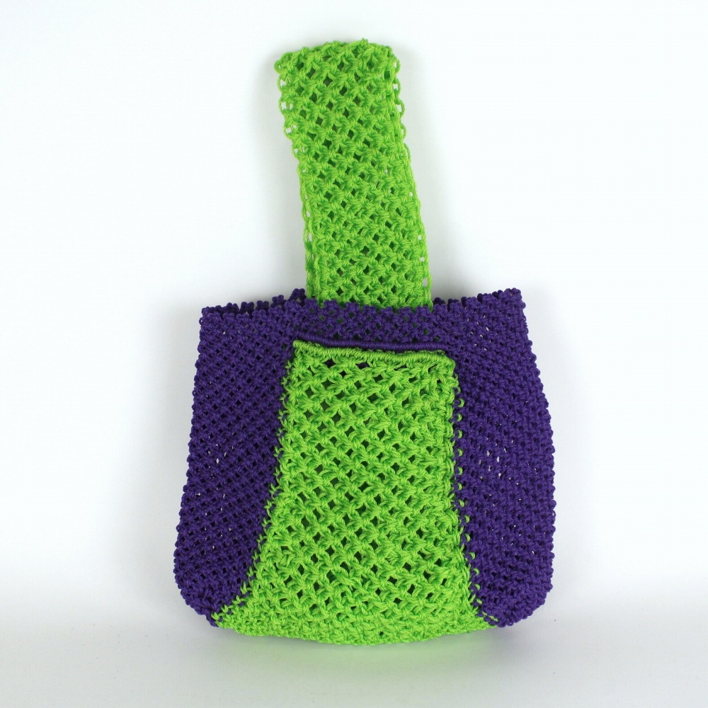 ナイロンバッグ ぽっこり 太ワンハンドル 紫黄緑 24SS一点物 @9500→7600