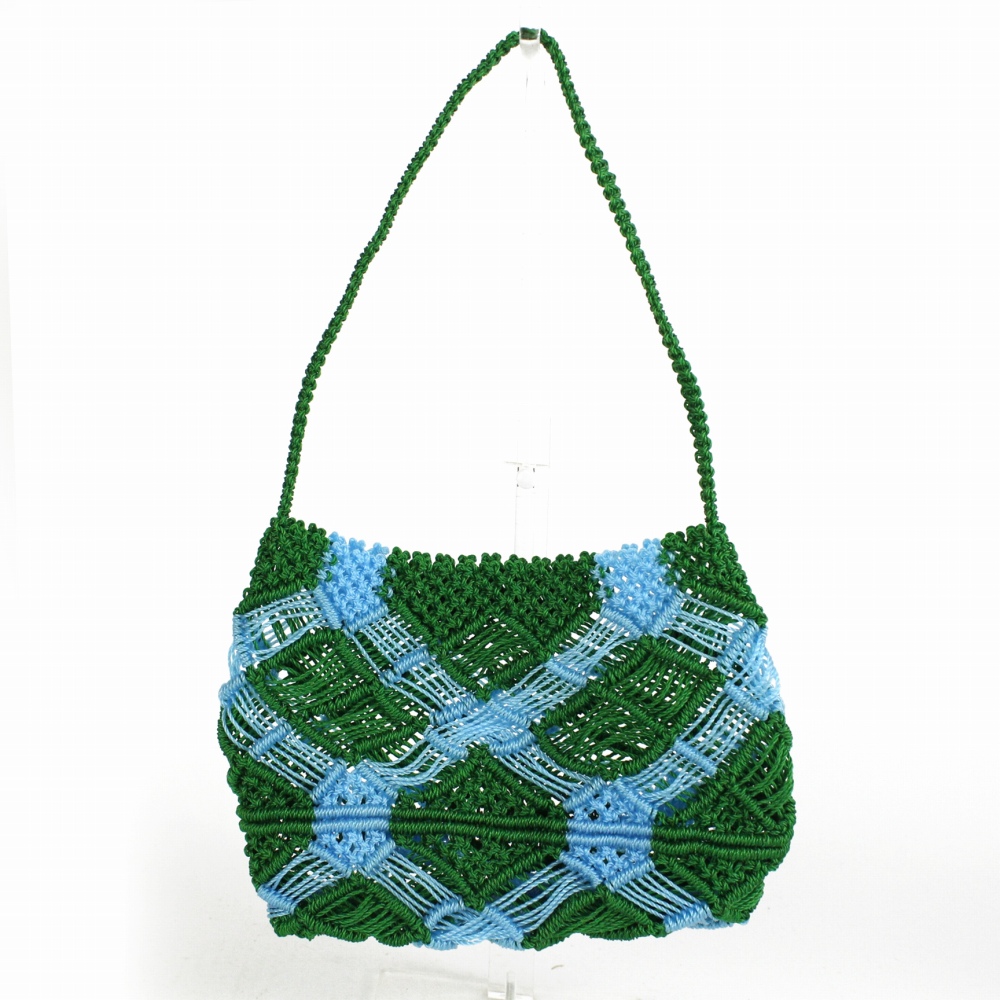 ナイロンバッグ 透かし格子柄 ワンハンドル 緑水色 24SS一点物 @6000→4800