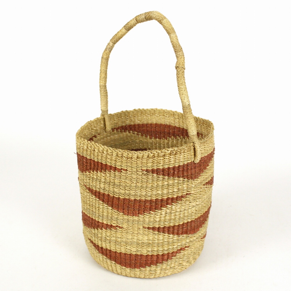 ニャリガバスケット 丸底 横長三角柄 とうもろこしピンク 大 24SS一点物 @10000→8000