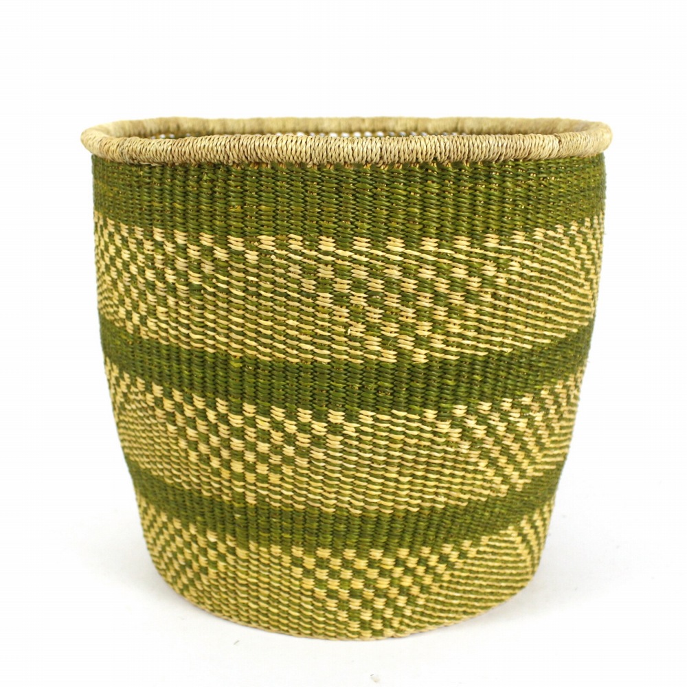 ニャリガバスケット インテリアバスケット 三段三角チェック柄 オリーブ 大 24SS一点物 @14000→11200