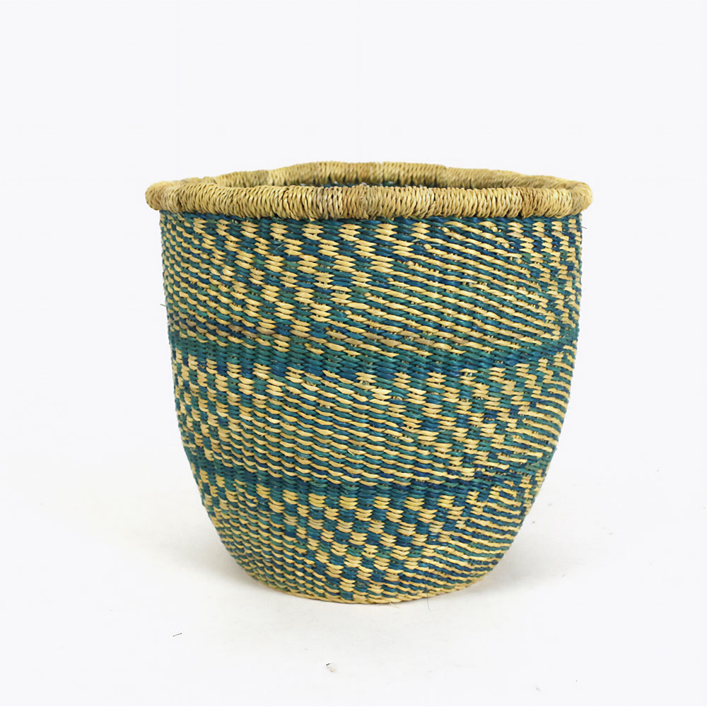 ニャリガバスケット インテリアバスケット 三段三角チェック柄 ターコ 小 24SS一点物 @7500→6000