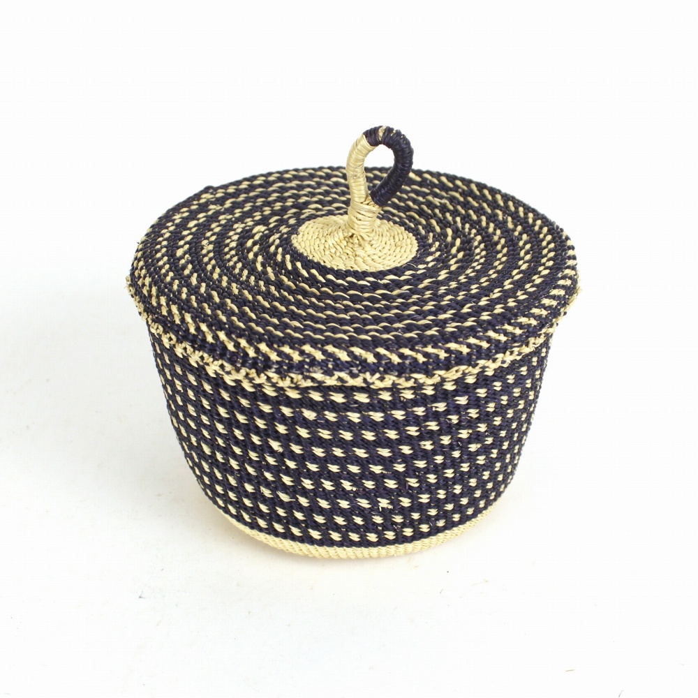 ボルガバスケット 蓋付き小物入れ ドット柄 ナチュラル紫 24SS一点物 @7500→6000