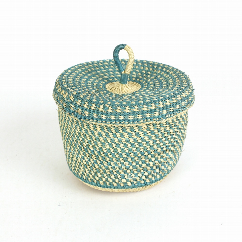 ボルガバスケット 蓋付き小物入れ ドット柄 ナチュラルサックス 24SS一点物 @7500→6000