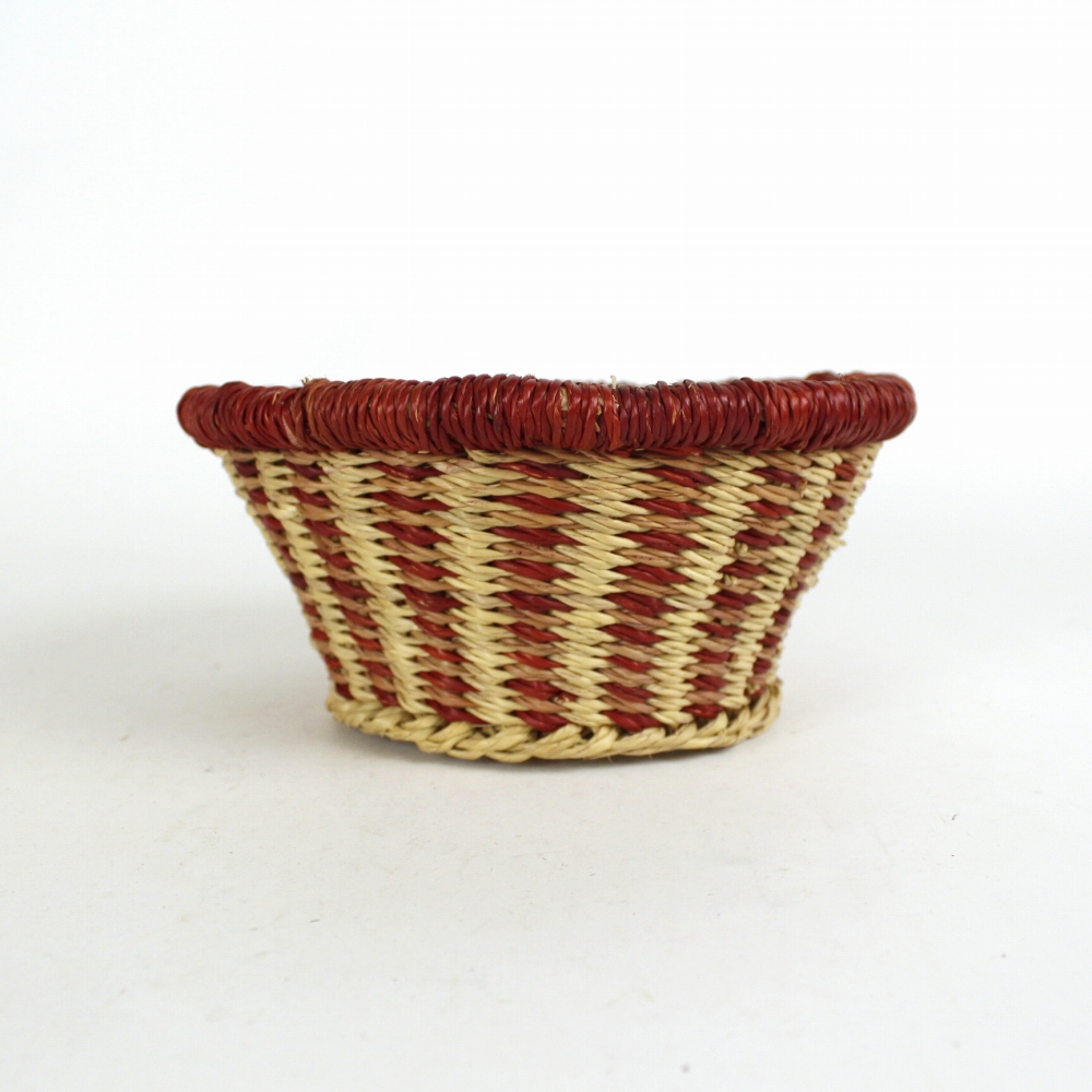 ボルガバスケット 丸底ミニ 縦ストライプ 赤 24SS一点物 @3200→2560