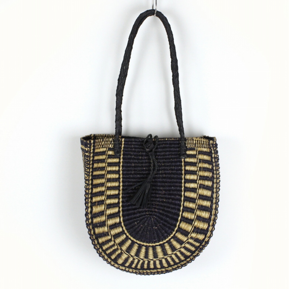 ボルガバスケット 団扇フォルムカゴ 縦長 ナチュラル黒 24SS一点物 @16000→12800