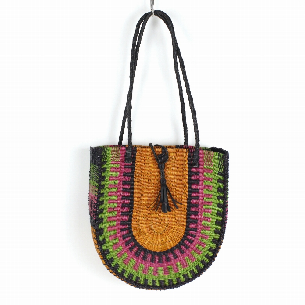 ボルガバスケット 団扇フォルムカゴ 縦長 マルチカラー 24SS一点物 @16000→12800