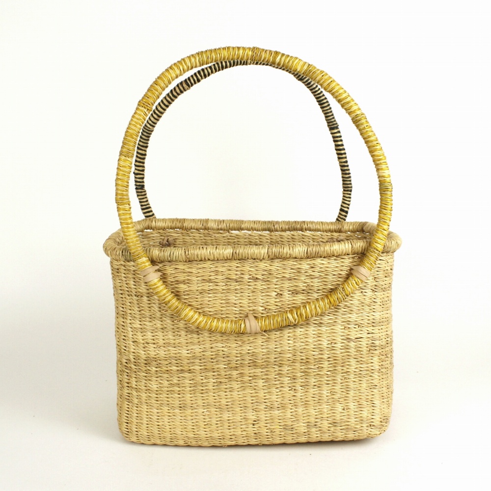 ボルガバスケット 四角カゴ 輪っかハンドル 黒黄 24SS一点物 @11500→9200