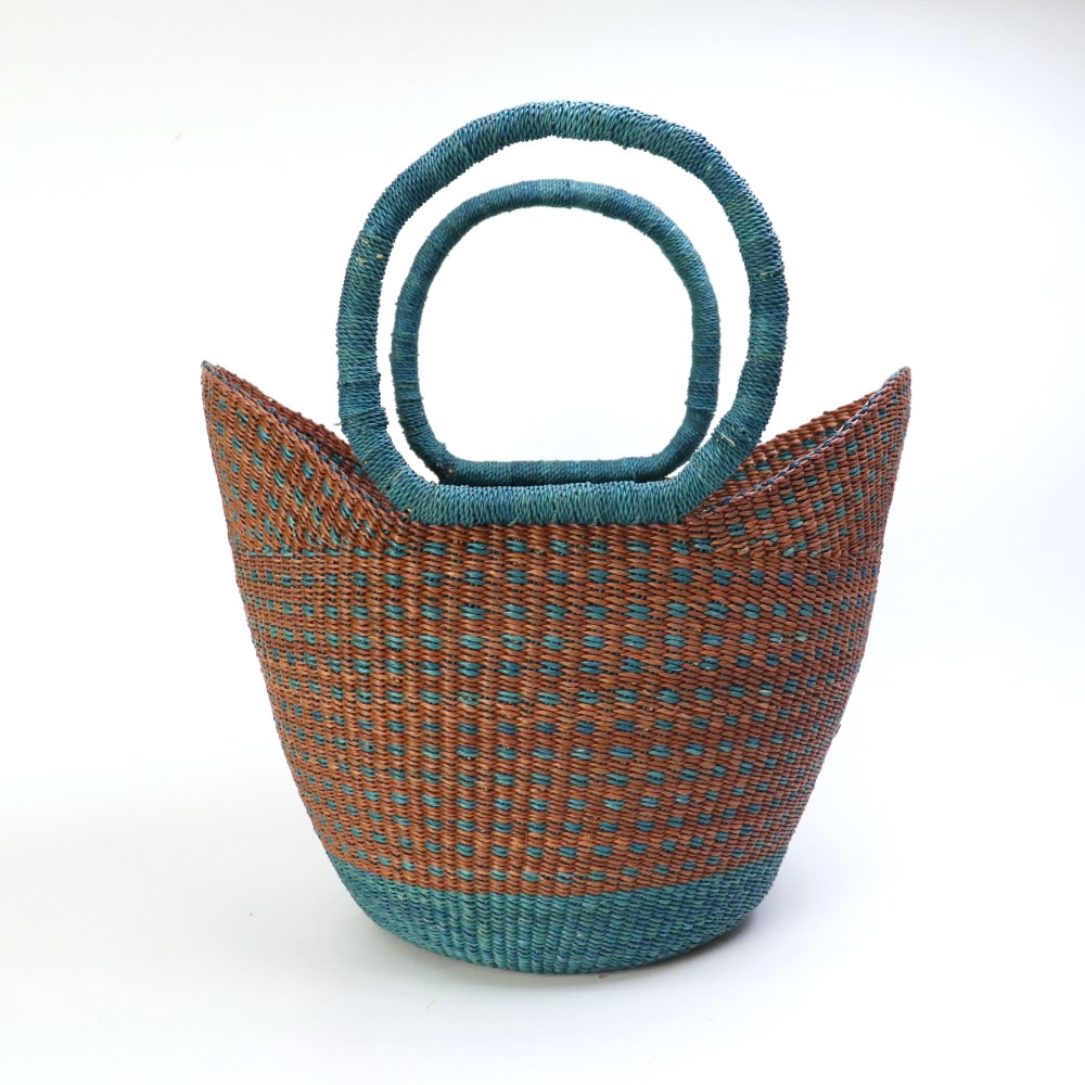 ニャリガバスケット ニケフォルム チェック柄 大 ターコ茶